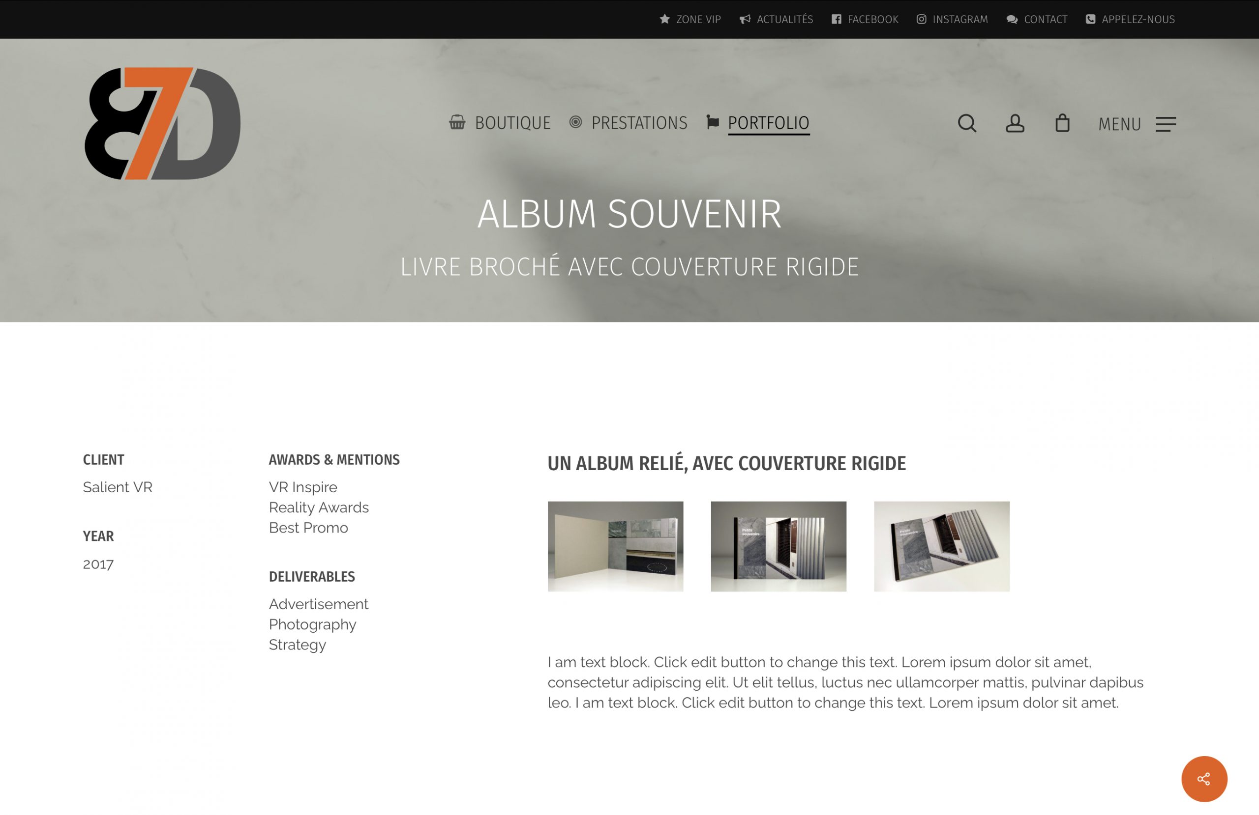 Portfolio Item Presentation #gadlab Client 87Design Portfolio Single