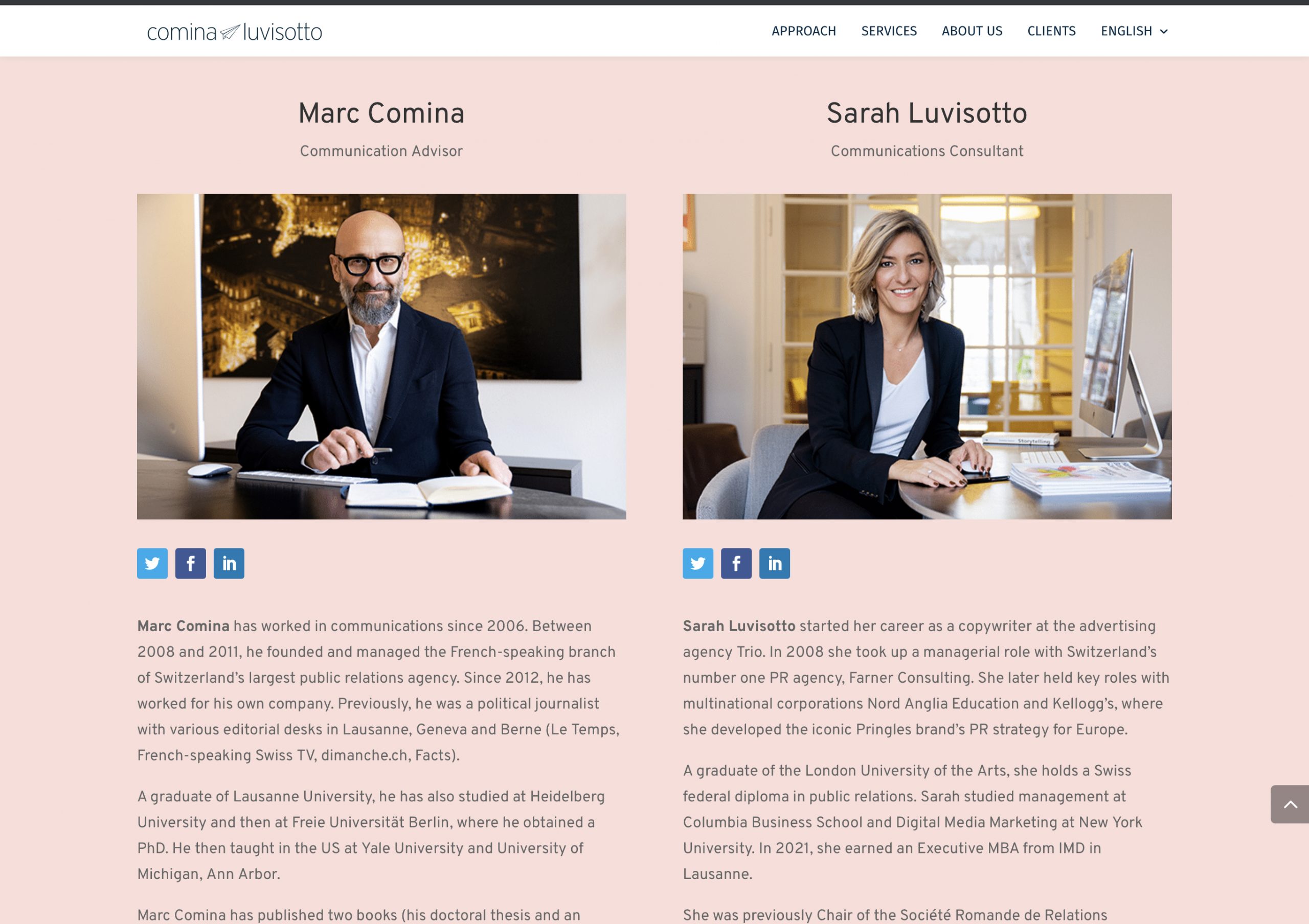 About Us Section #gadlab Client Comina Luvisotto